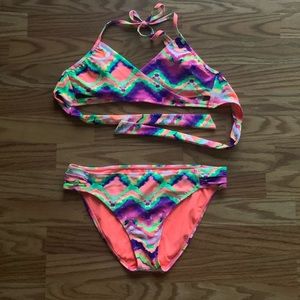 Neon Tie Dye Cross Front Bikini